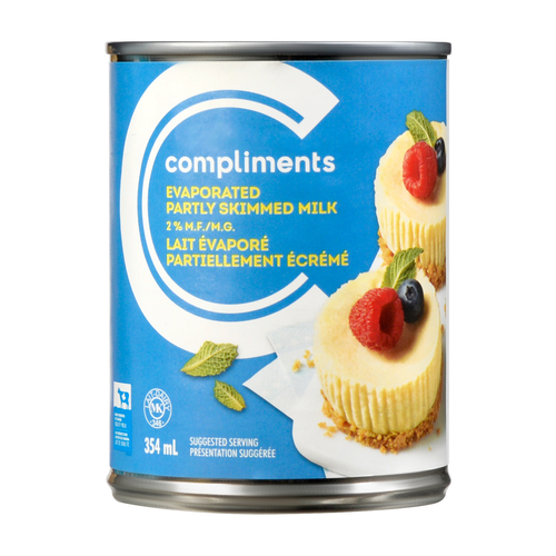 COMPLIMENTS EVAPORATED 2% MILK 354 ML