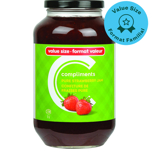 COMPLIMENTS PURE STRAWBERRY JAM 1 LT