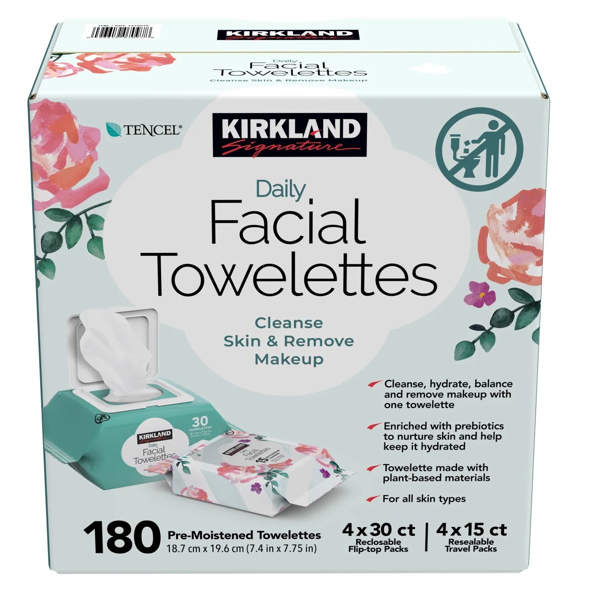 KIRKLAND SIGNATURE FACIAL WIPES 180'S