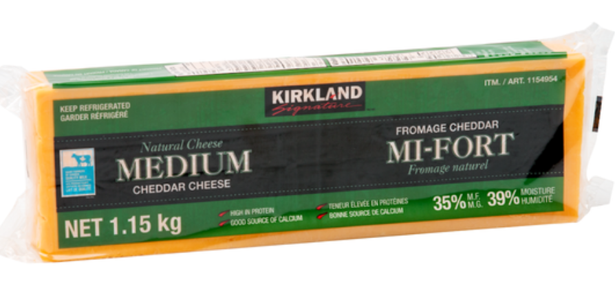 KIRKLAND SIGNATURE MEDIUM CHEDDAR CHEESE 1.15 KG