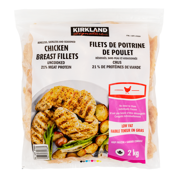 KIRKLAND SIGNATURE 21% MEAT BONELESS CHICKEN BREAST 2 KG