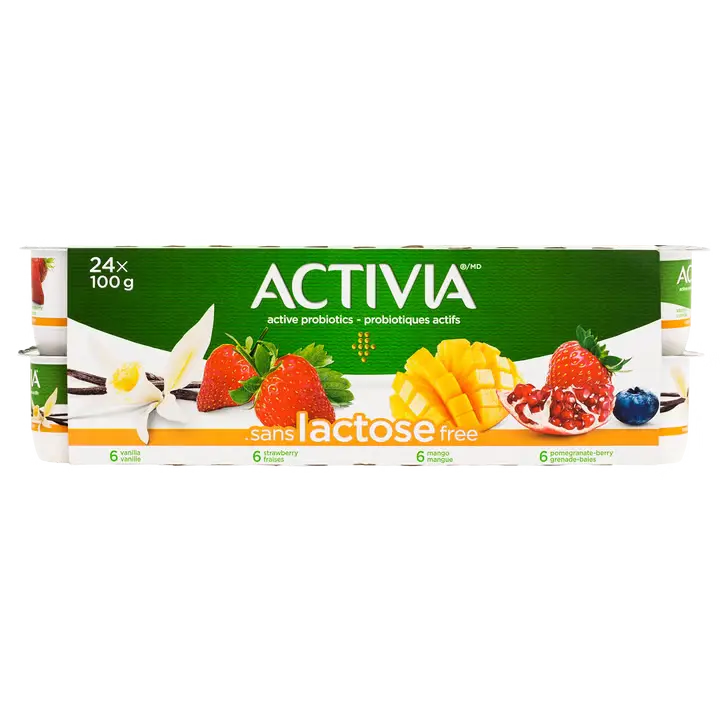 DANONE ACTIVIA LACTOSE FREE YOGURT 24 X 100G