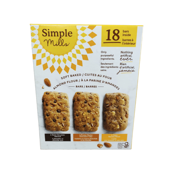 SIMPLE MILLS SOFT BAKED ALMOND FLOUR BARS VARIETY PACK 18 X 34G