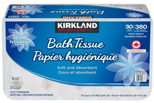 KIRKLAND SIGNATURE 2PLY TOILET TISSUE 30 X 380 SHEET